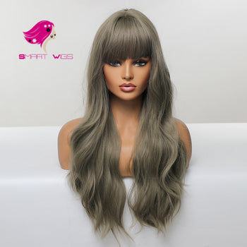 Natural dark grey long curly fashion wig | Smart Wigs Melbourne VIC